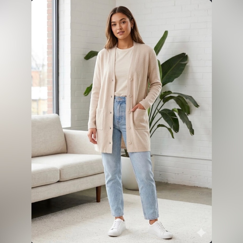 Twik Beige Button-Up Cardigan